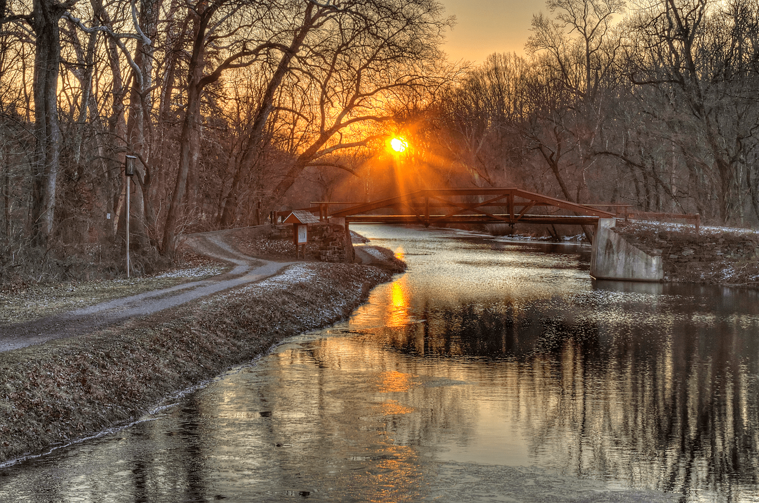 Winter Sunset, The Delaware Canal Photo By Josh Friedman